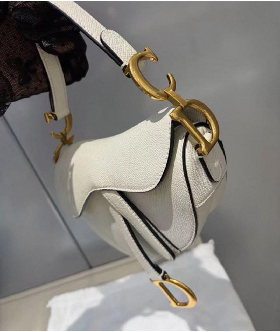 CHRISTIAN DIOR Белая кожаная сумка с короткими ручками, фото 3