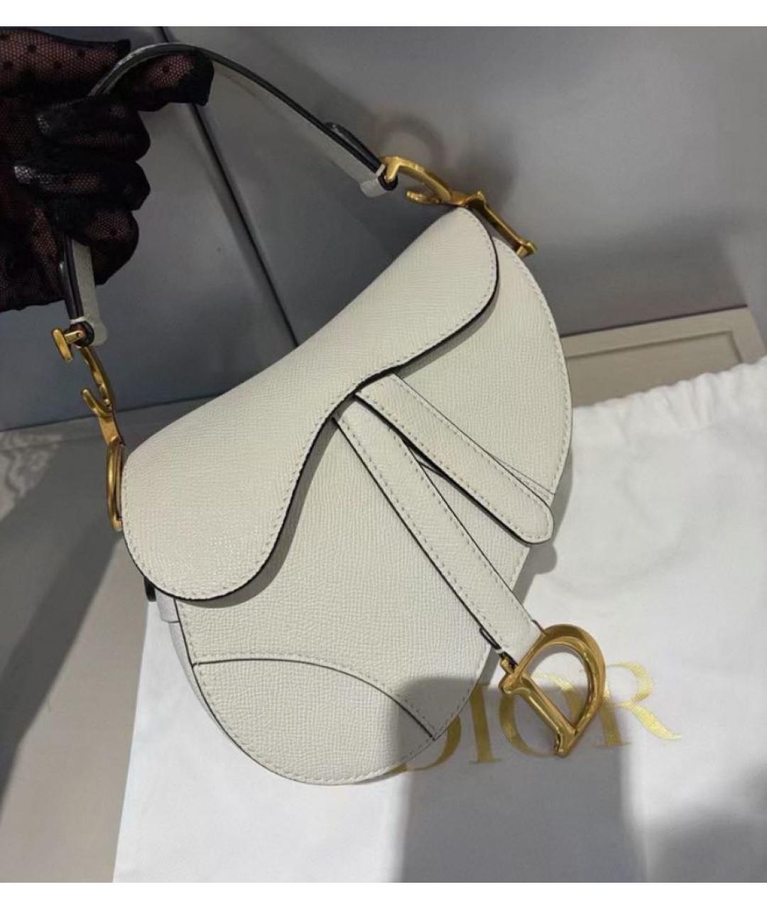 CHRISTIAN DIOR Белая кожаная сумка с короткими ручками, фото 8