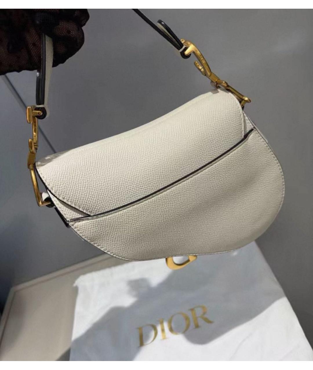 CHRISTIAN DIOR Белая кожаная сумка с короткими ручками, фото 4