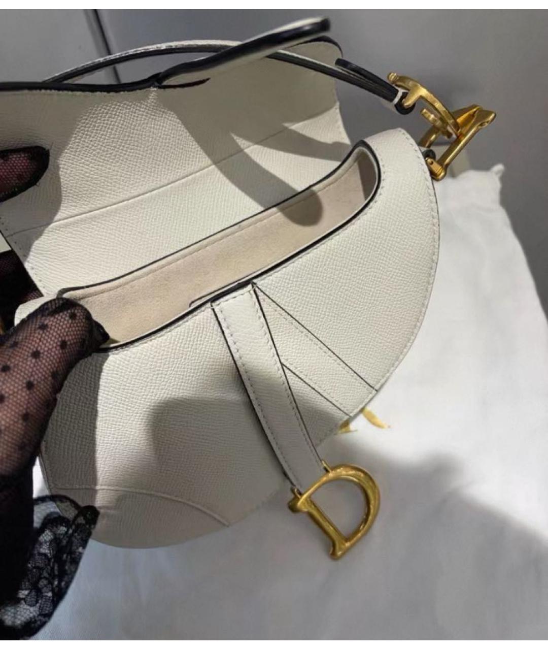 CHRISTIAN DIOR Белая кожаная сумка с короткими ручками, фото 5