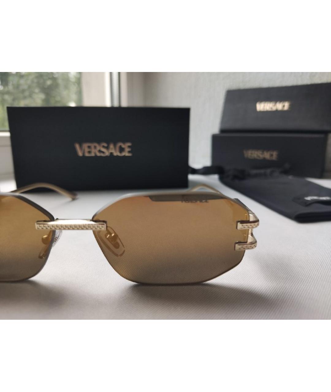 VERSACE Золотые металлические солнцезащитные очки, фото 5
