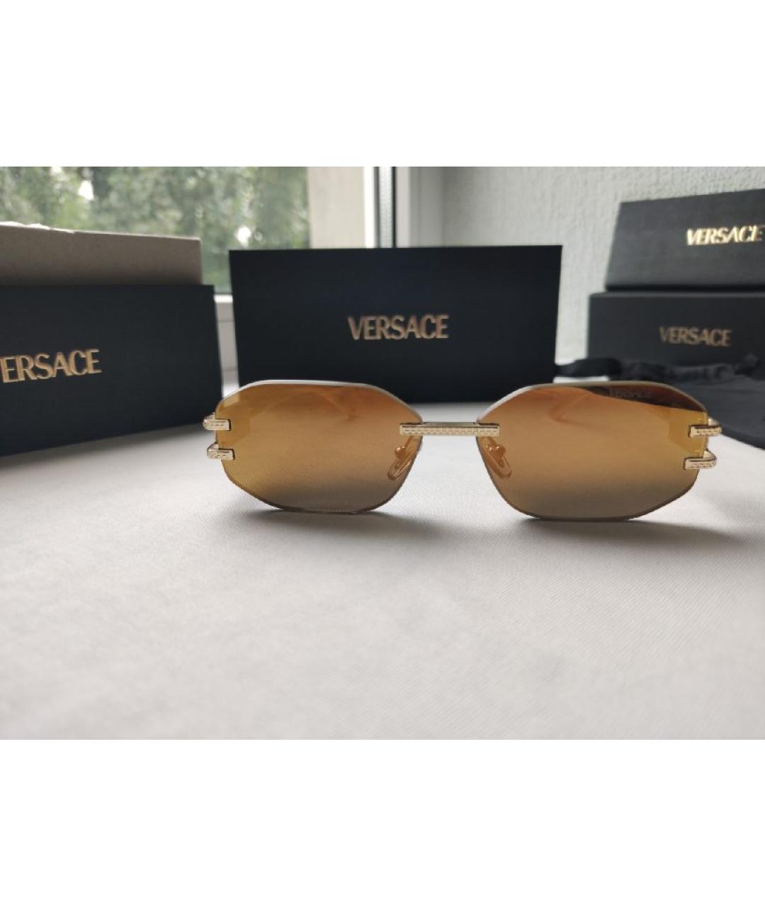 VERSACE Золотые металлические солнцезащитные очки, фото 10