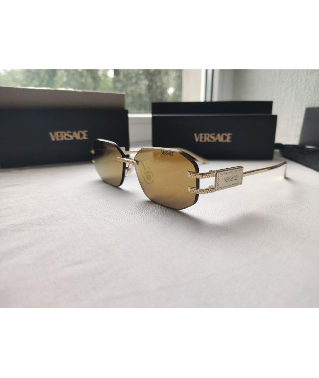 VERSACE Золотые металлические солнцезащитные очки, фото 9