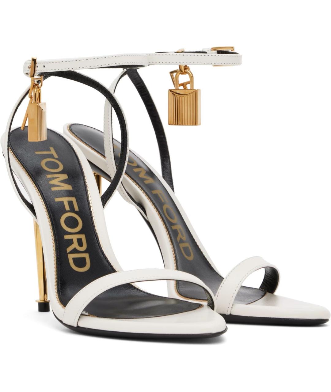 TOM FORD Белые кожаные босоножки, фото 2