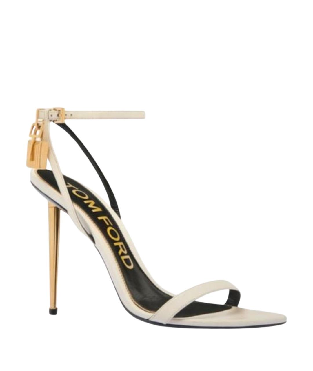 TOM FORD Белые кожаные босоножки, фото 1