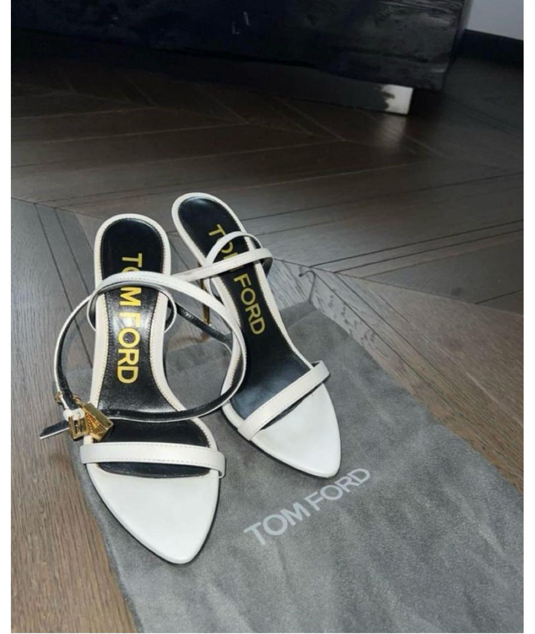 TOM FORD Белые кожаные босоножки, фото 3