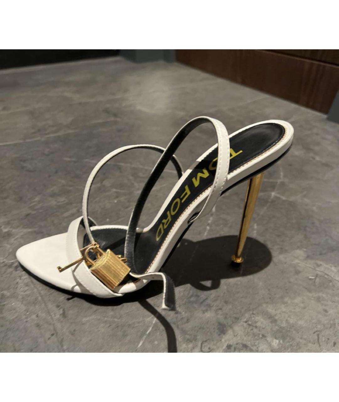 TOM FORD Белые кожаные босоножки, фото 8