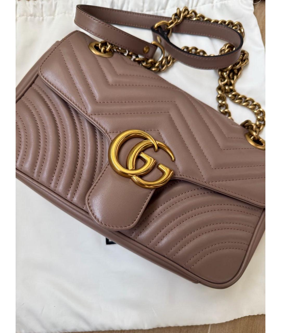 GUCCI Бежевая кожаная сумка через плечо, фото 5