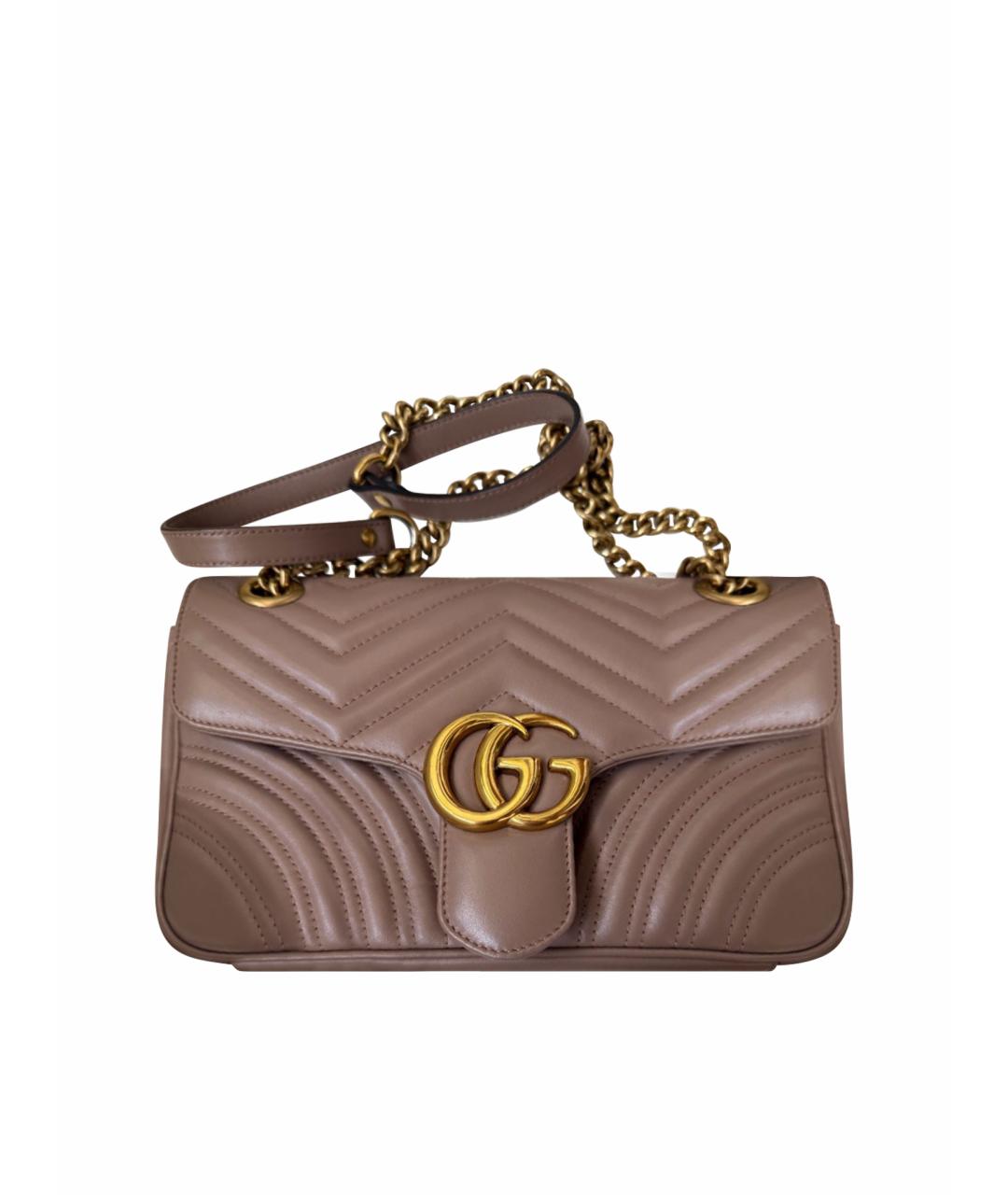 GUCCI Бежевая кожаная сумка через плечо, фото 1