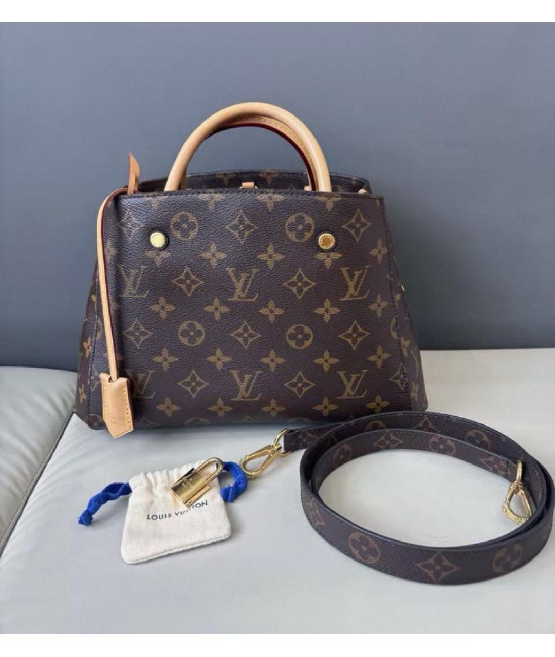 LOUIS VUITTON Коричневая канва сумка с короткими ручками, фото 8