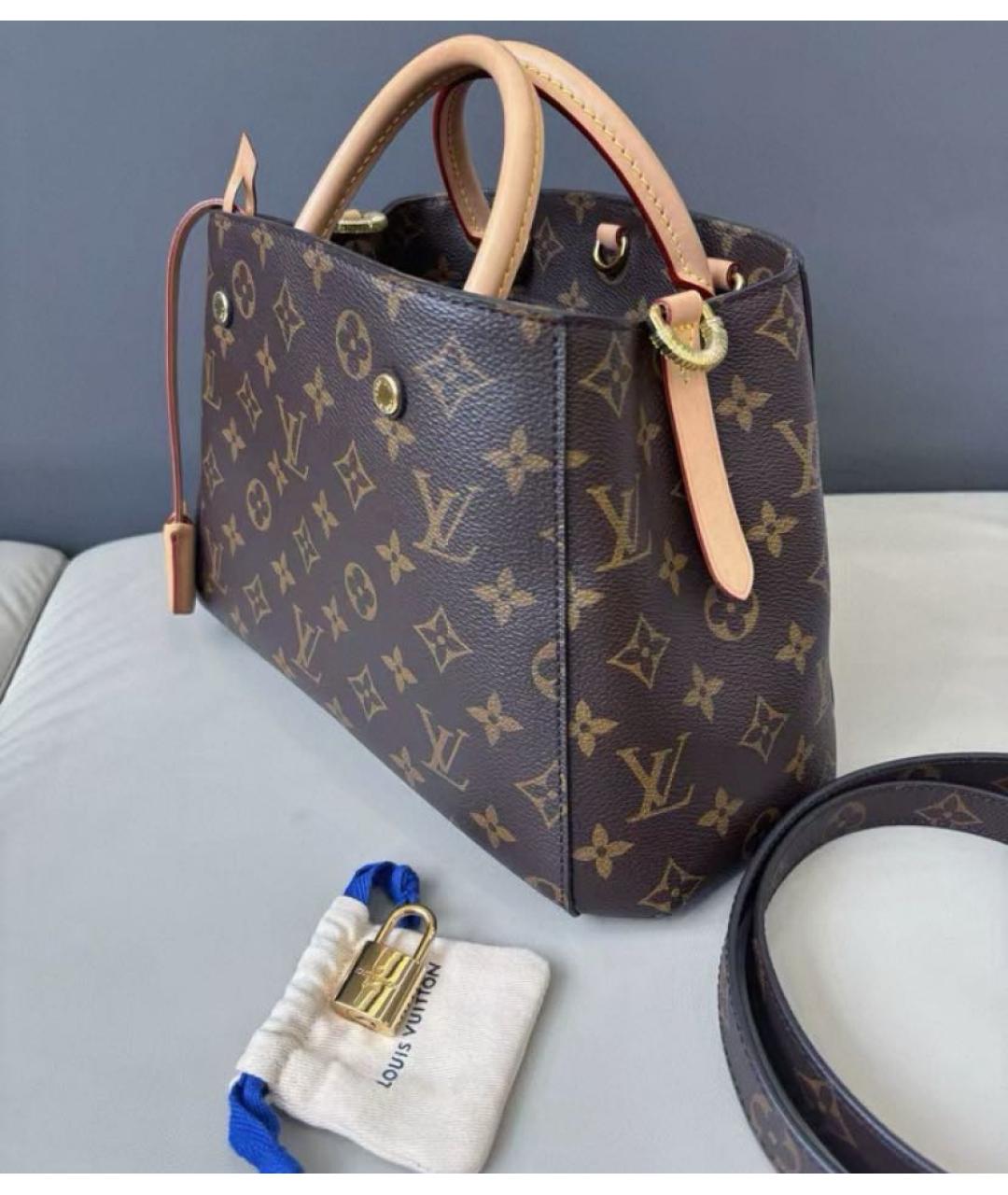 LOUIS VUITTON Коричневая канва сумка с короткими ручками, фото 4