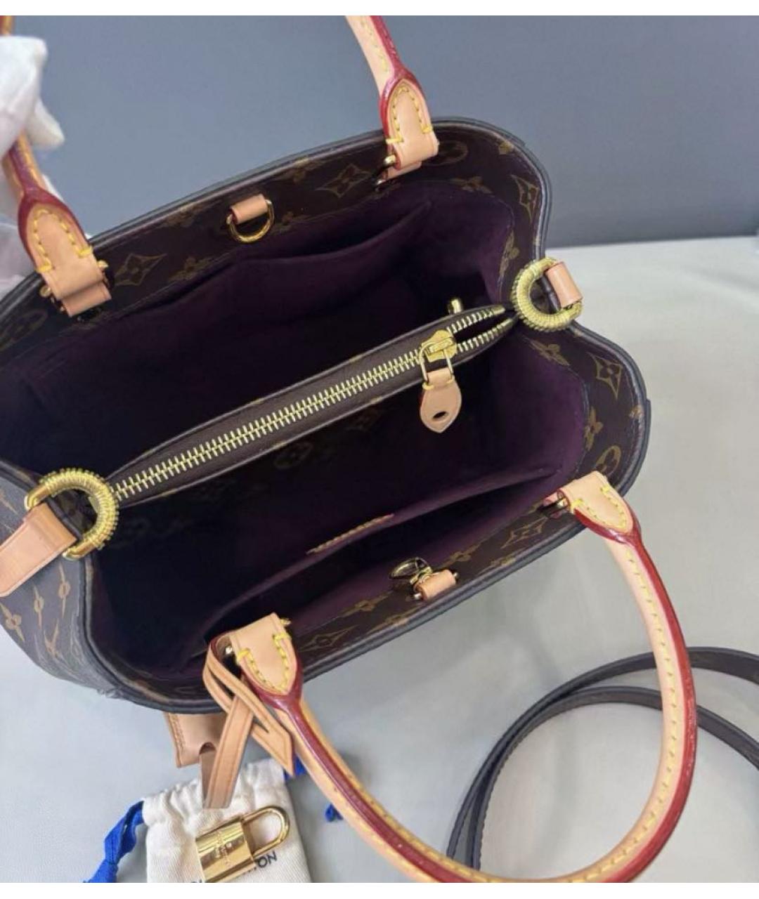 LOUIS VUITTON Коричневая канва сумка с короткими ручками, фото 7