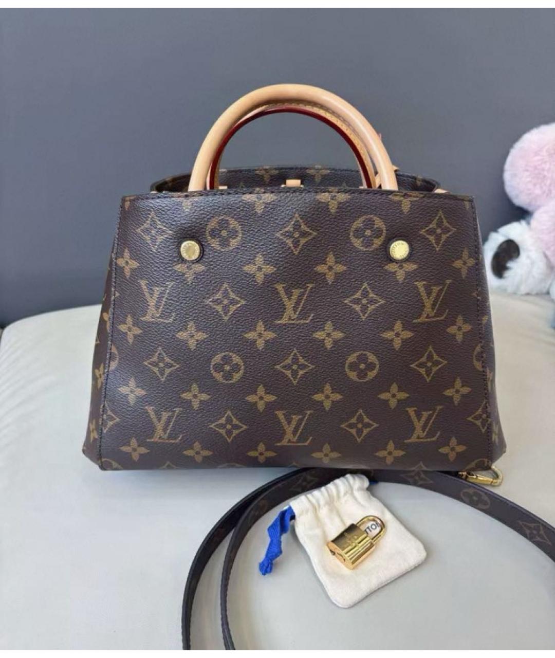 LOUIS VUITTON Коричневая канва сумка с короткими ручками, фото 3