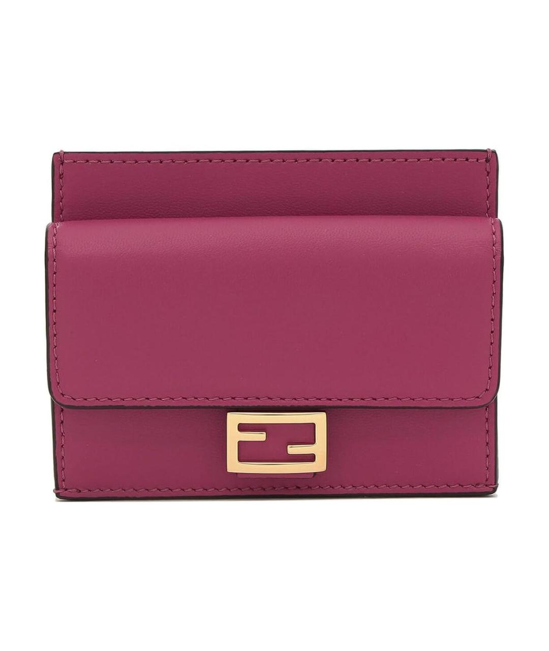 FENDI Розовый кожаный кардхолдер, фото 1