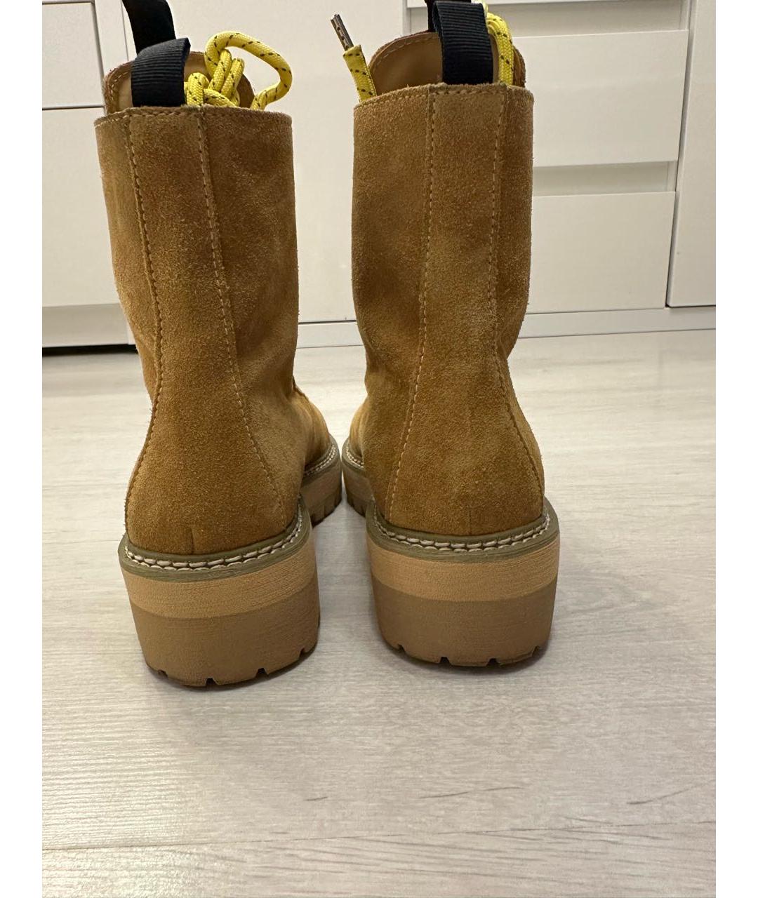 OFF-WHITE Горчичные замшевые ботинки, фото 4