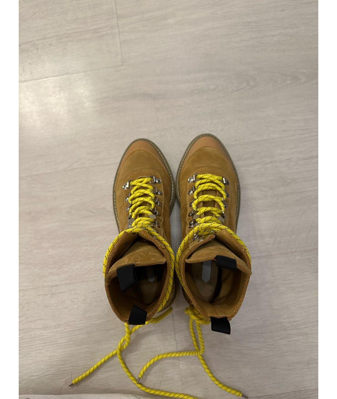 OFF-WHITE Горчичные замшевые ботинки, фото 3