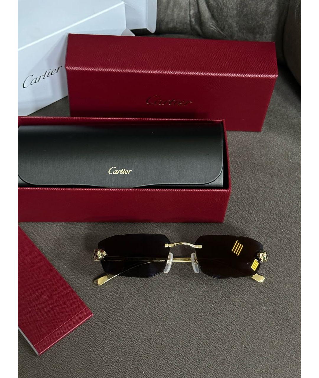 CARTIER Золотые металлические солнцезащитные очки, фото 6