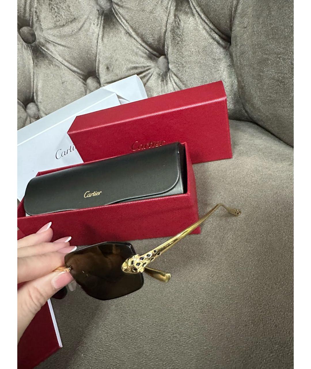 CARTIER Золотые металлические солнцезащитные очки, фото 4