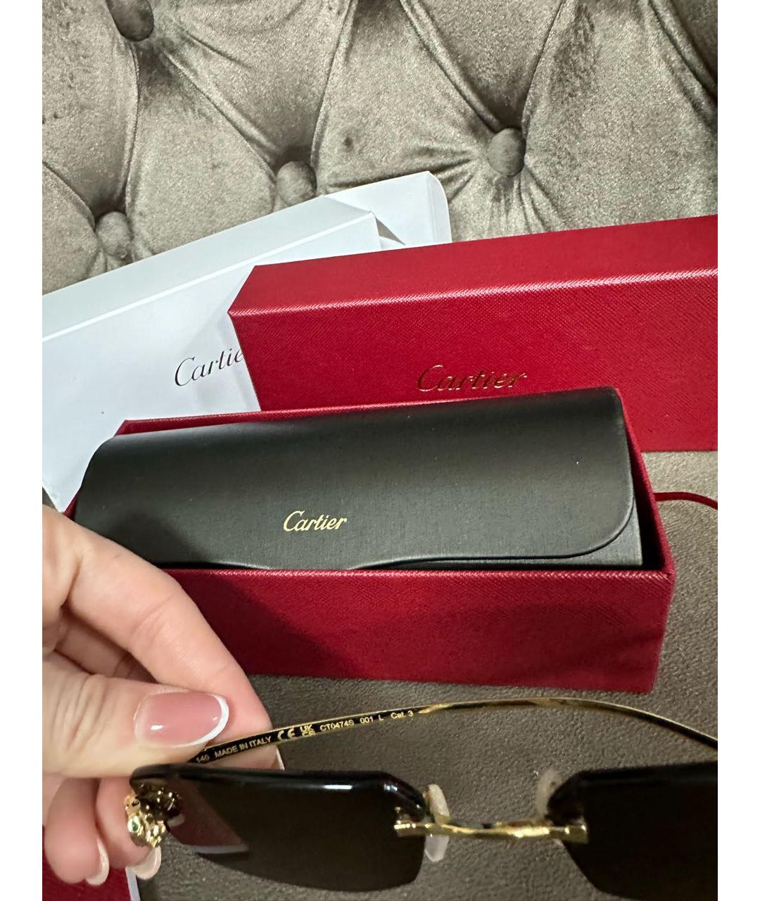 CARTIER Золотые металлические солнцезащитные очки, фото 3