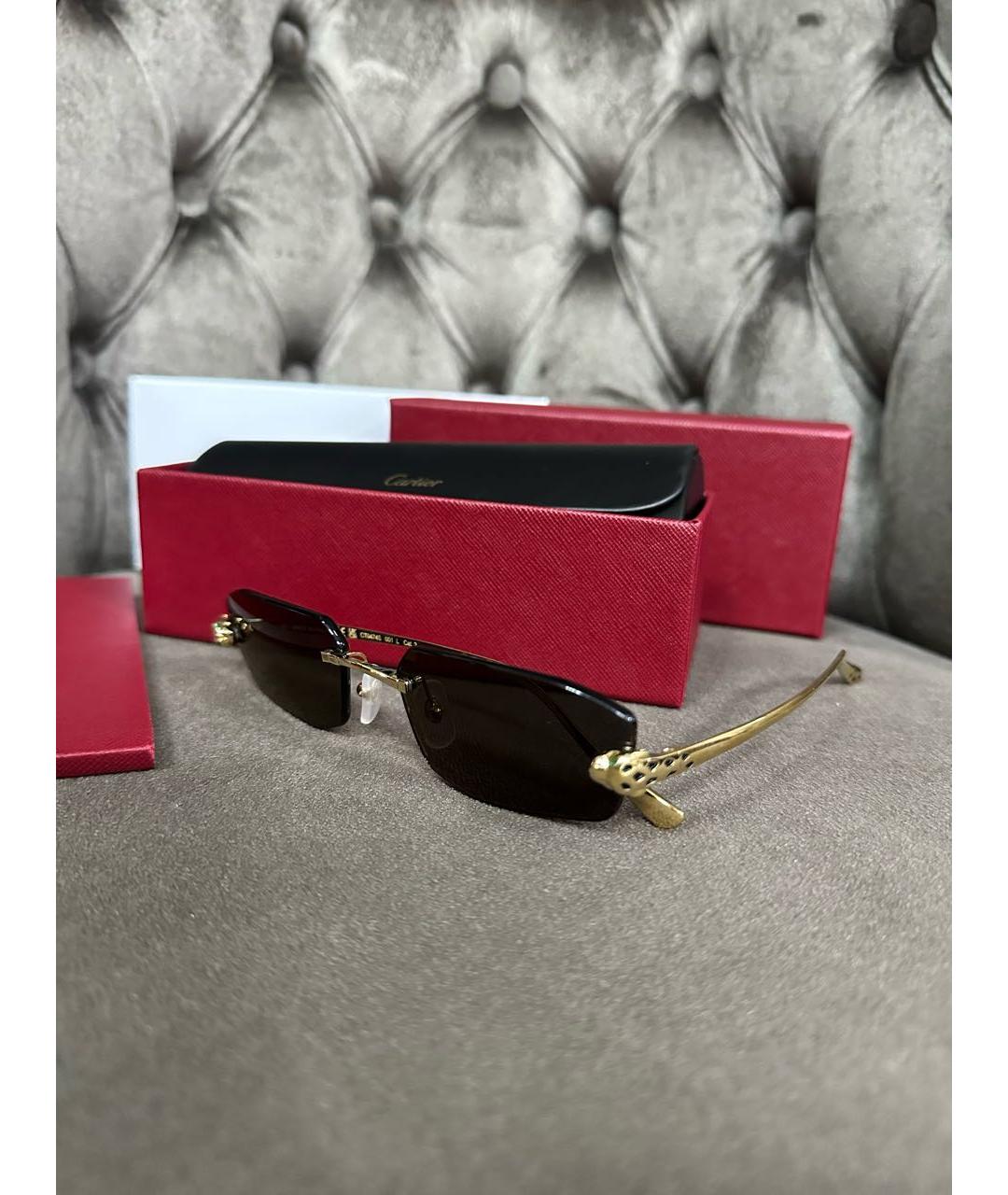 CARTIER Золотые металлические солнцезащитные очки, фото 2