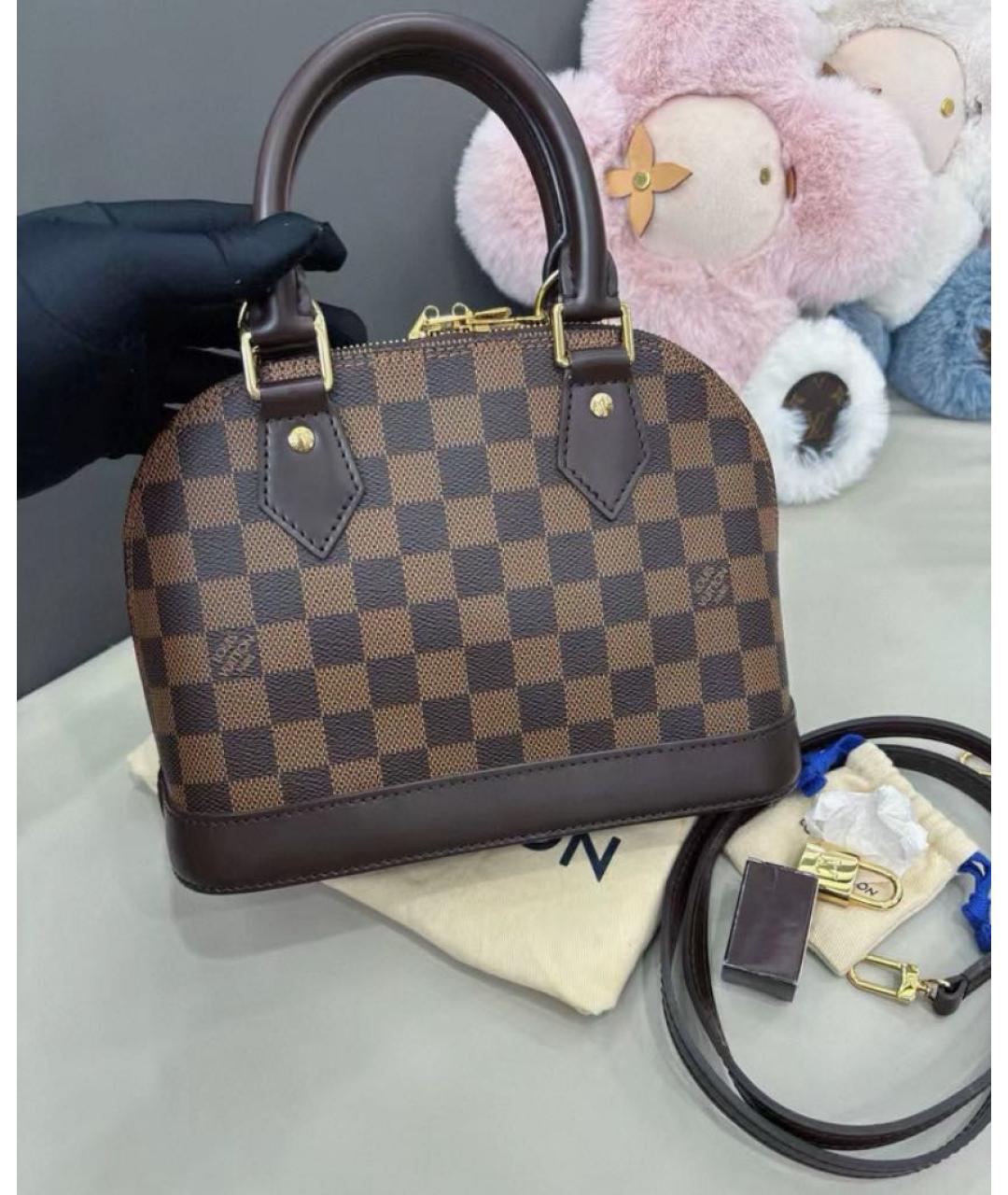 LOUIS VUITTON Коричневая канва сумка с короткими ручками, фото 3