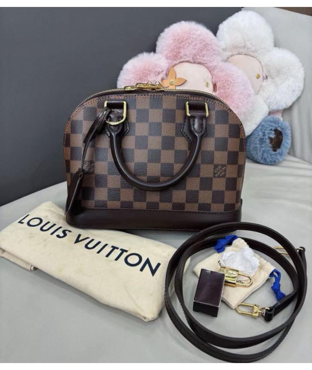 LOUIS VUITTON Коричневая канва сумка с короткими ручками, фото 9