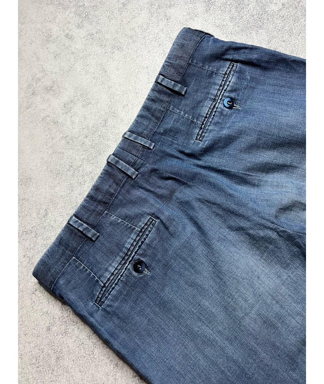 BRIONI Синие хлопко-эластановые прямые джинсы, фото 5
