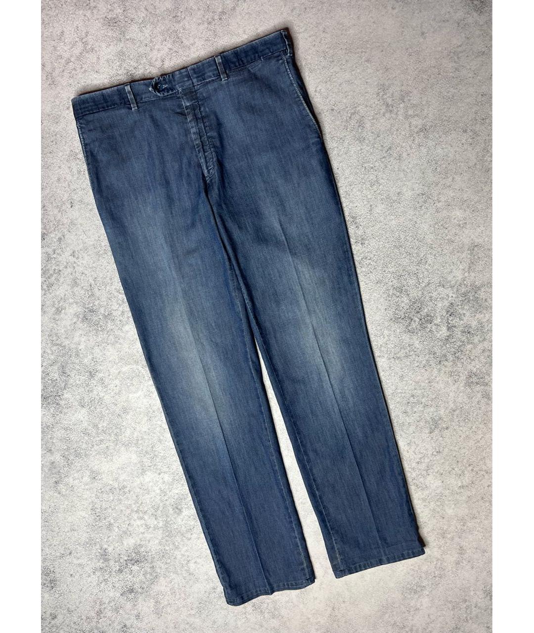 BRIONI Синие хлопко-эластановые прямые джинсы, фото 9