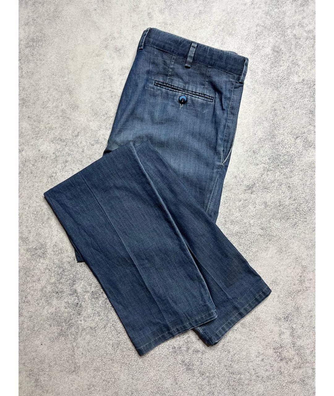 BRIONI Синие хлопко-эластановые прямые джинсы, фото 2