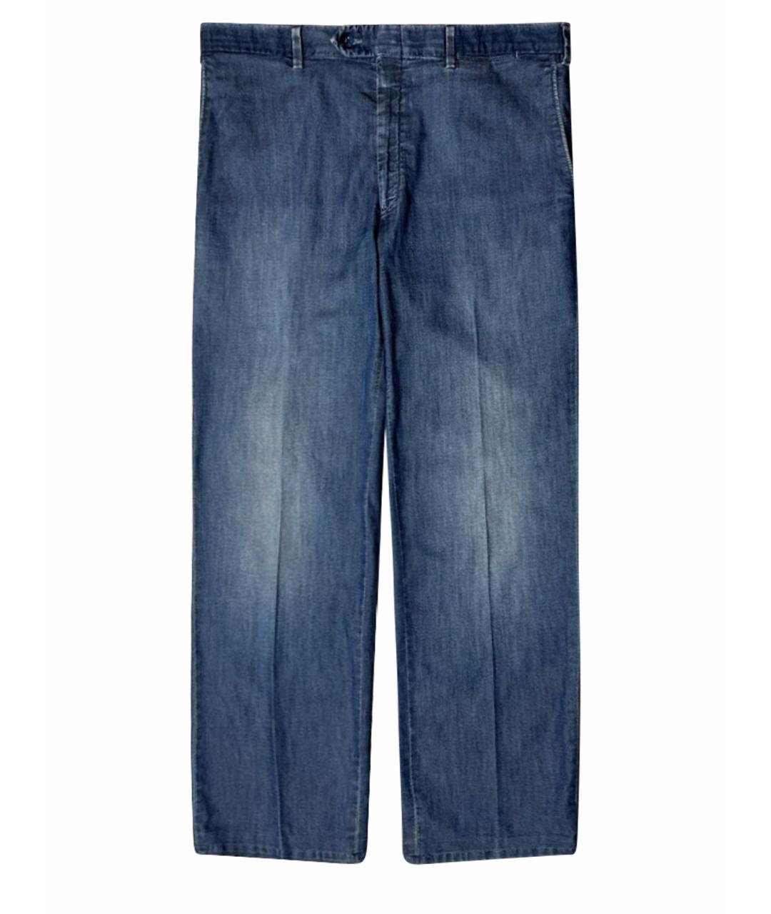 BRIONI Синие хлопко-эластановые прямые джинсы, фото 1