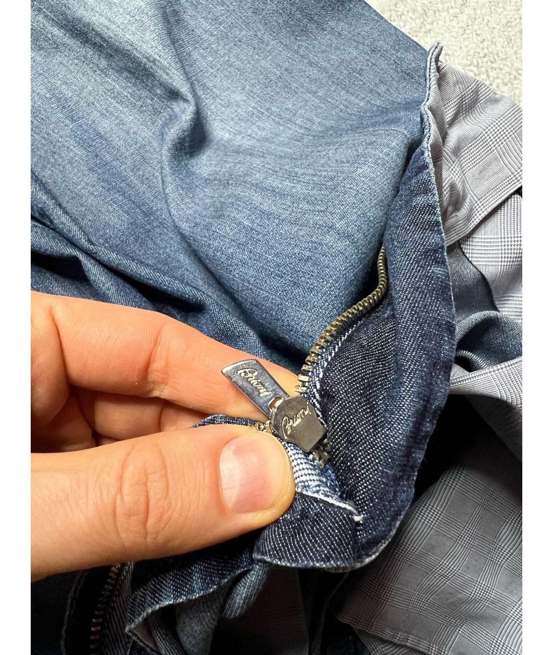 BRIONI Синие хлопко-эластановые прямые джинсы, фото 7