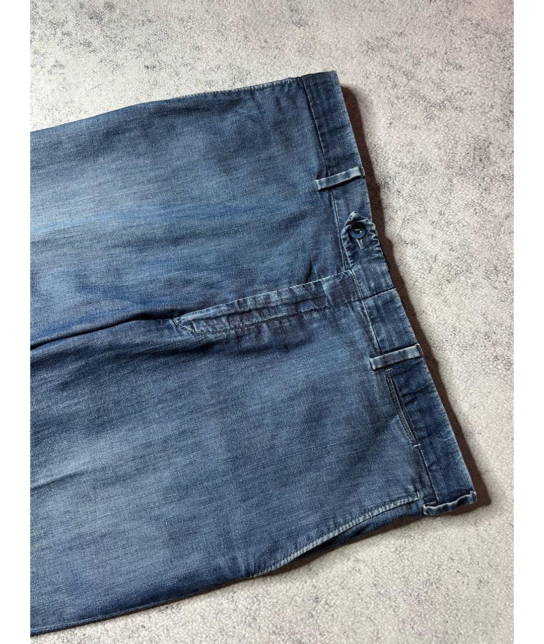 BRIONI Синие хлопко-эластановые прямые джинсы, фото 3