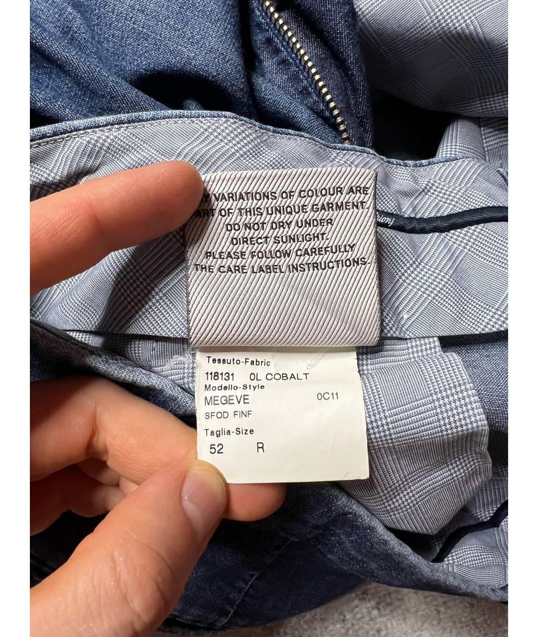 BRIONI Синие хлопко-эластановые прямые джинсы, фото 8