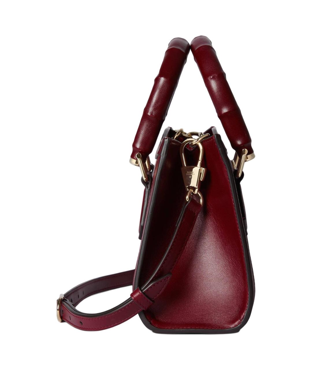 GUCCI Бордовая кожаная сумка через плечо, фото 3