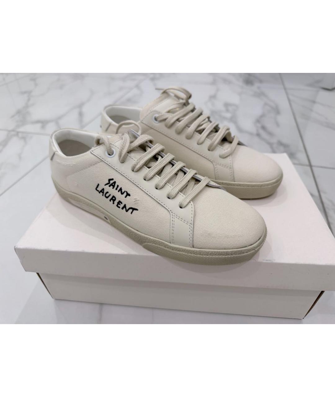 SAINT LAURENT Белые текстильные кеды, фото 5
