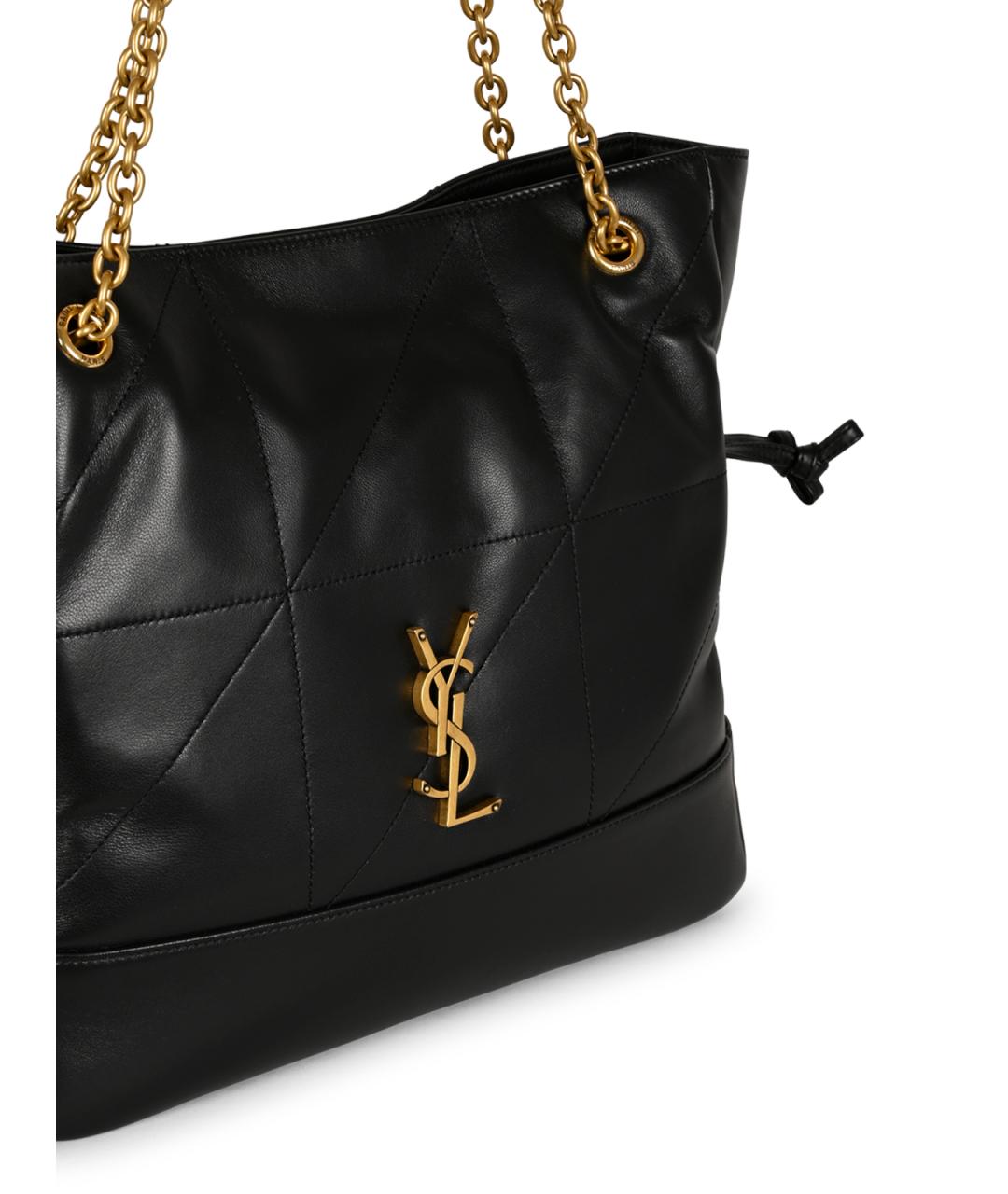 SAINT LAURENT Черная кожаная сумка тоут, фото 8