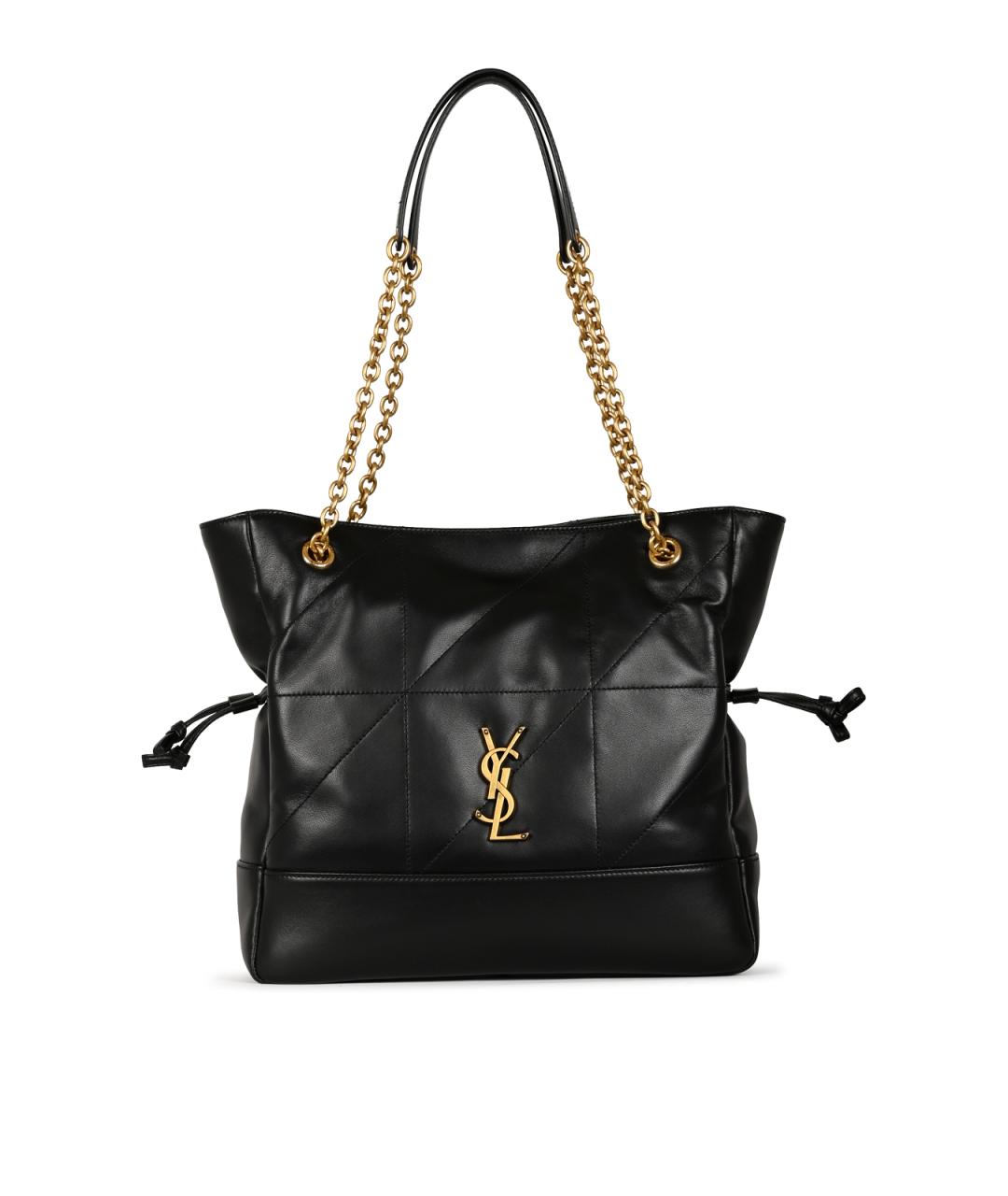 SAINT LAURENT Черная кожаная сумка тоут, фото 1