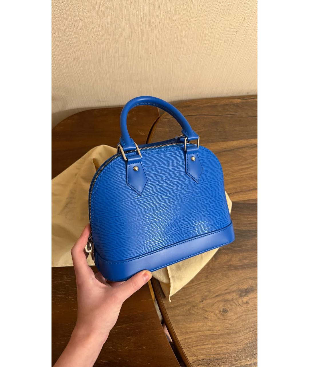 LOUIS VUITTON Синяя кожаная сумка с короткими ручками, фото 3