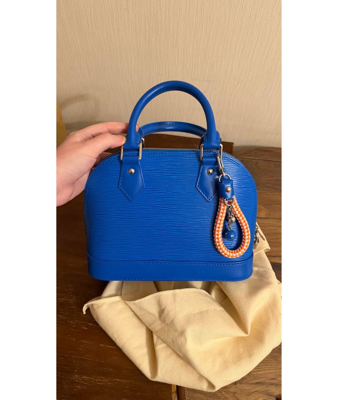 LOUIS VUITTON Синяя кожаная сумка с короткими ручками, фото 2