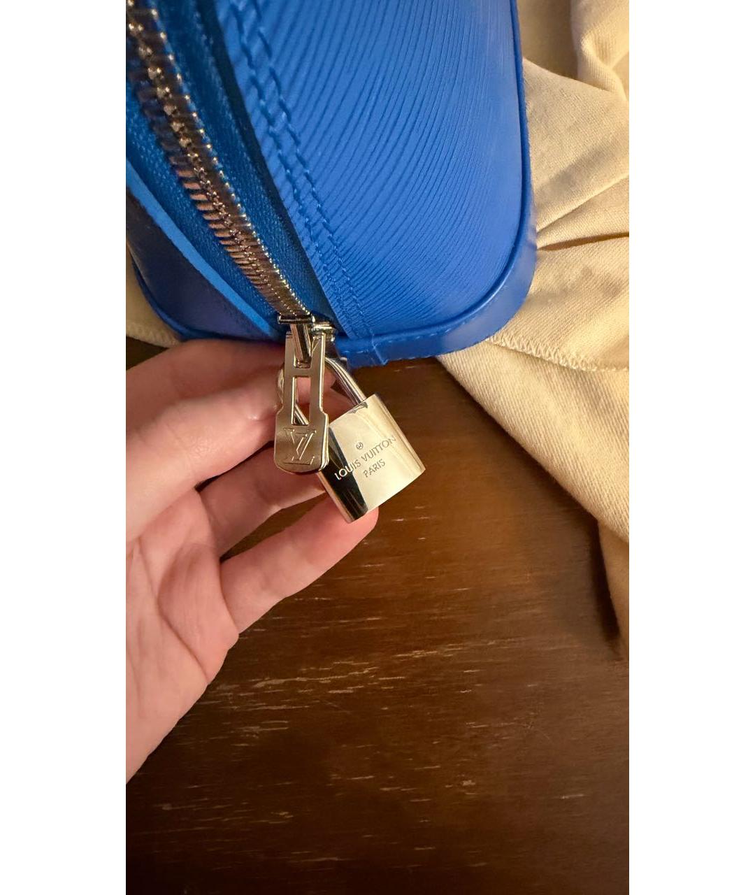 LOUIS VUITTON Синяя кожаная сумка с короткими ручками, фото 8