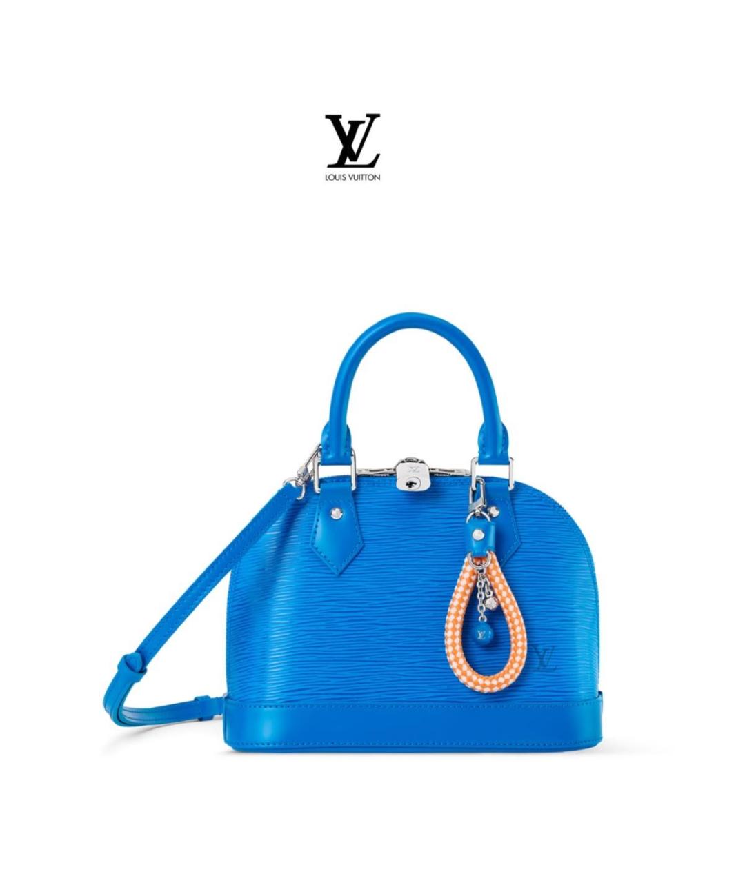 LOUIS VUITTON Синяя кожаная сумка с короткими ручками, фото 9