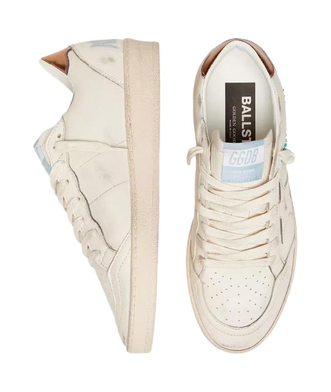GOLDEN GOOSE Бежевые кожаные кроссовки, фото 4