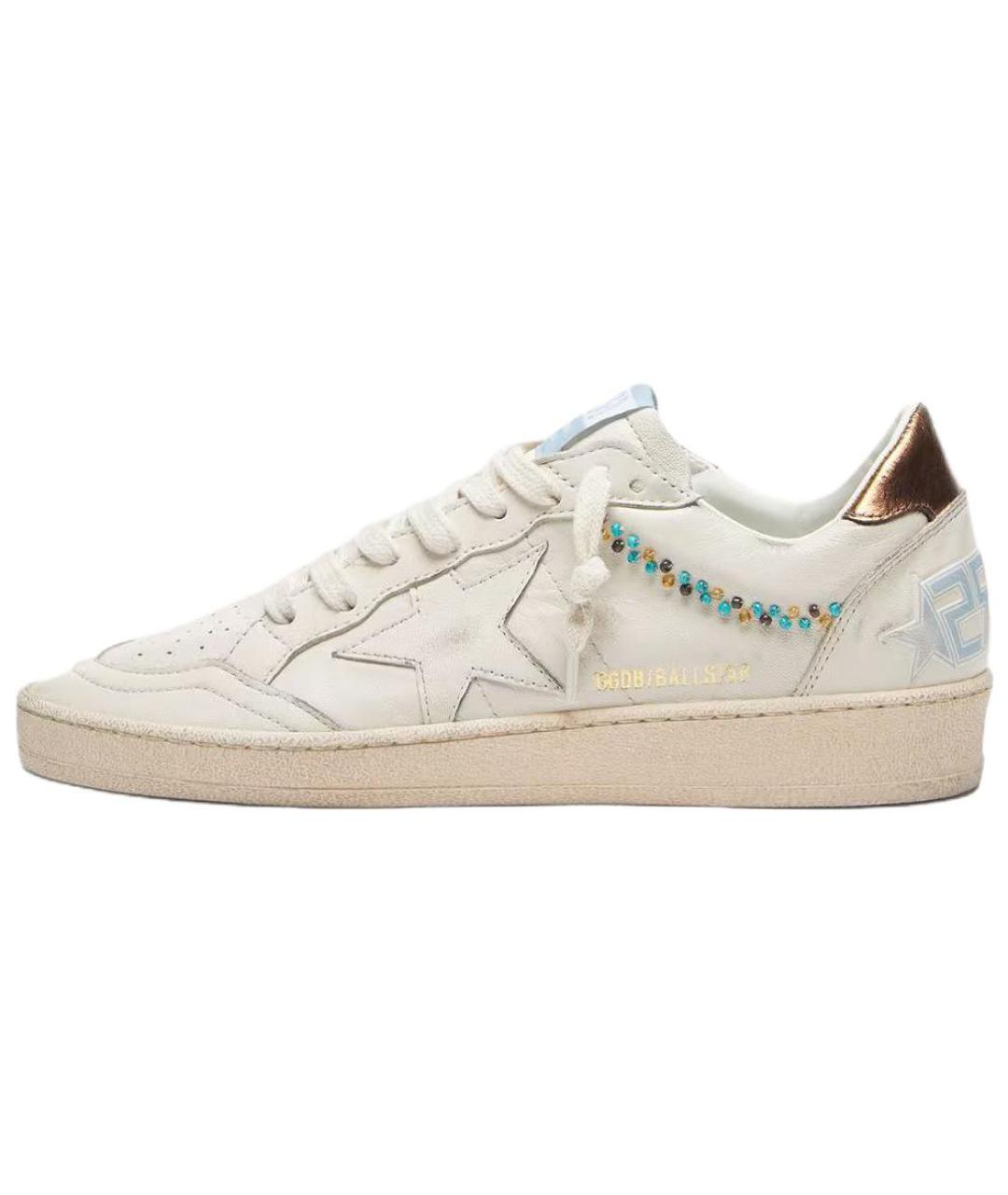 GOLDEN GOOSE Бежевые кожаные кроссовки, фото 2