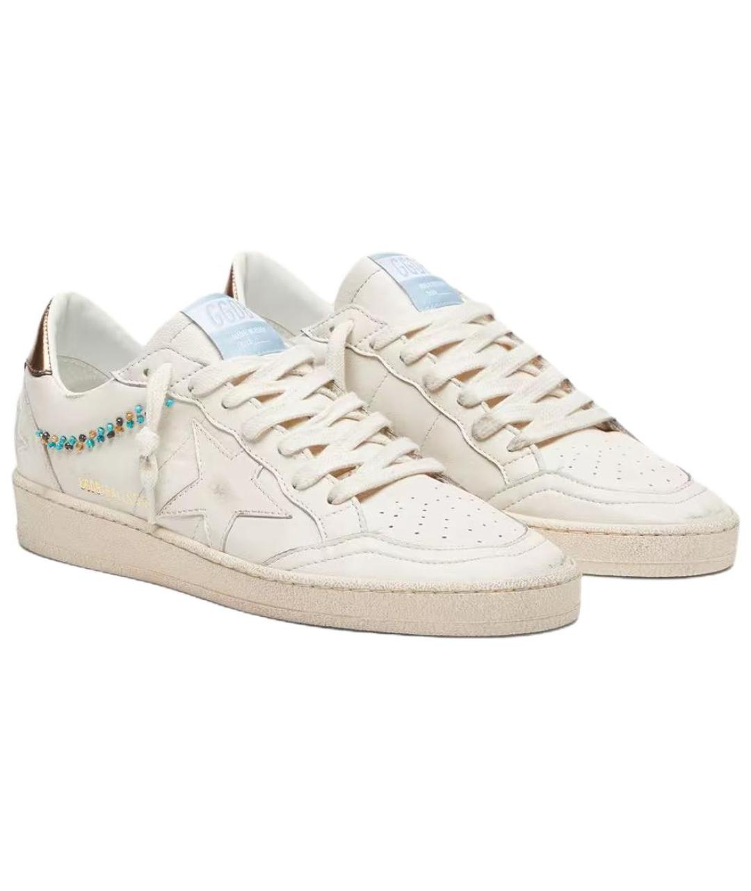 GOLDEN GOOSE Бежевые кожаные кроссовки, фото 3
