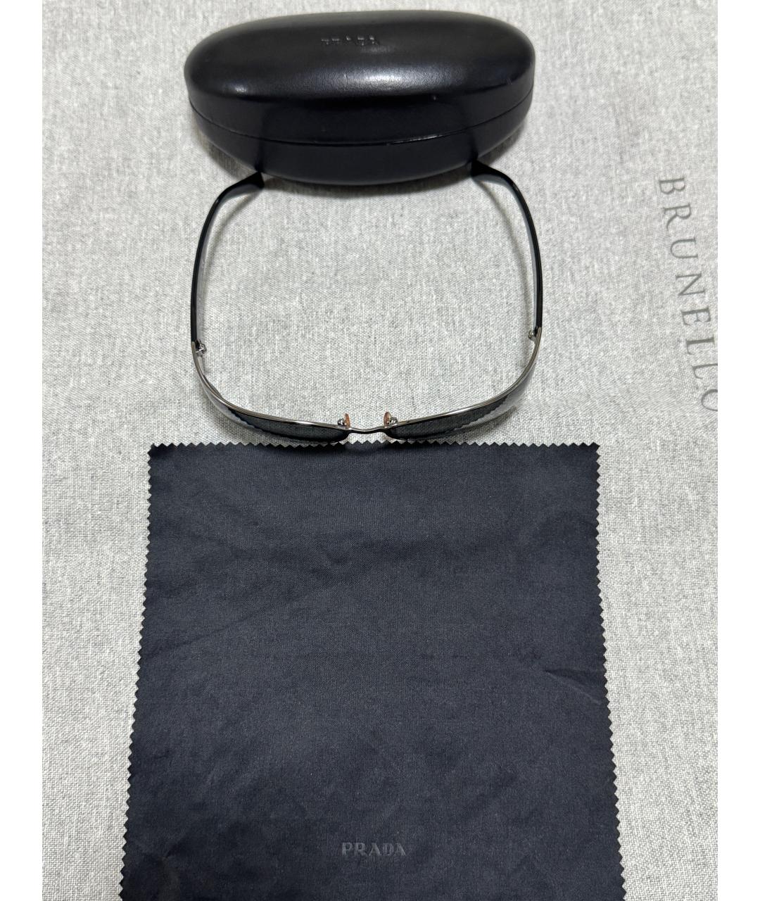 PRADA Серебряные металлические солнцезащитные очки, фото 2