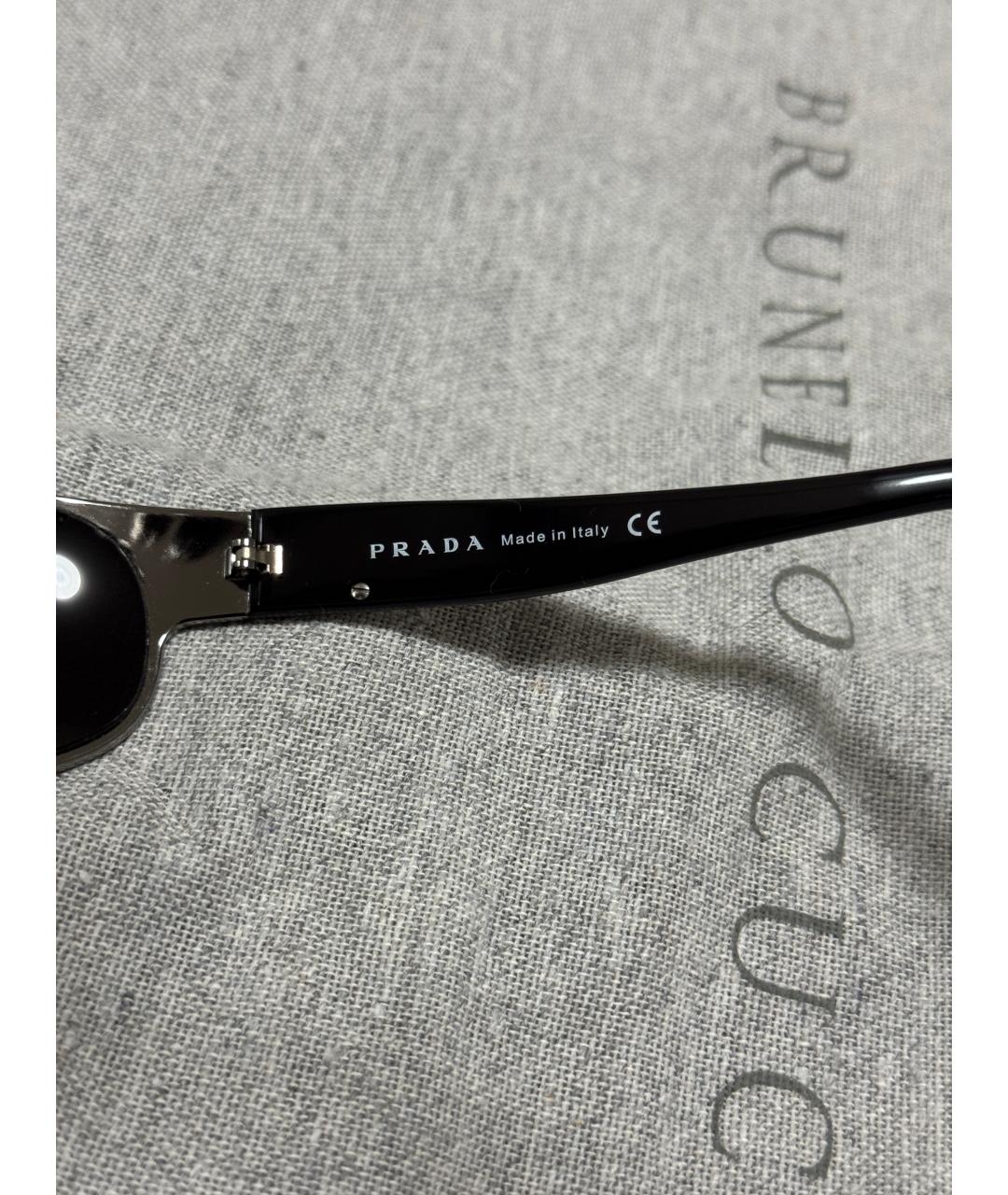 PRADA Серебряные металлические солнцезащитные очки, фото 4