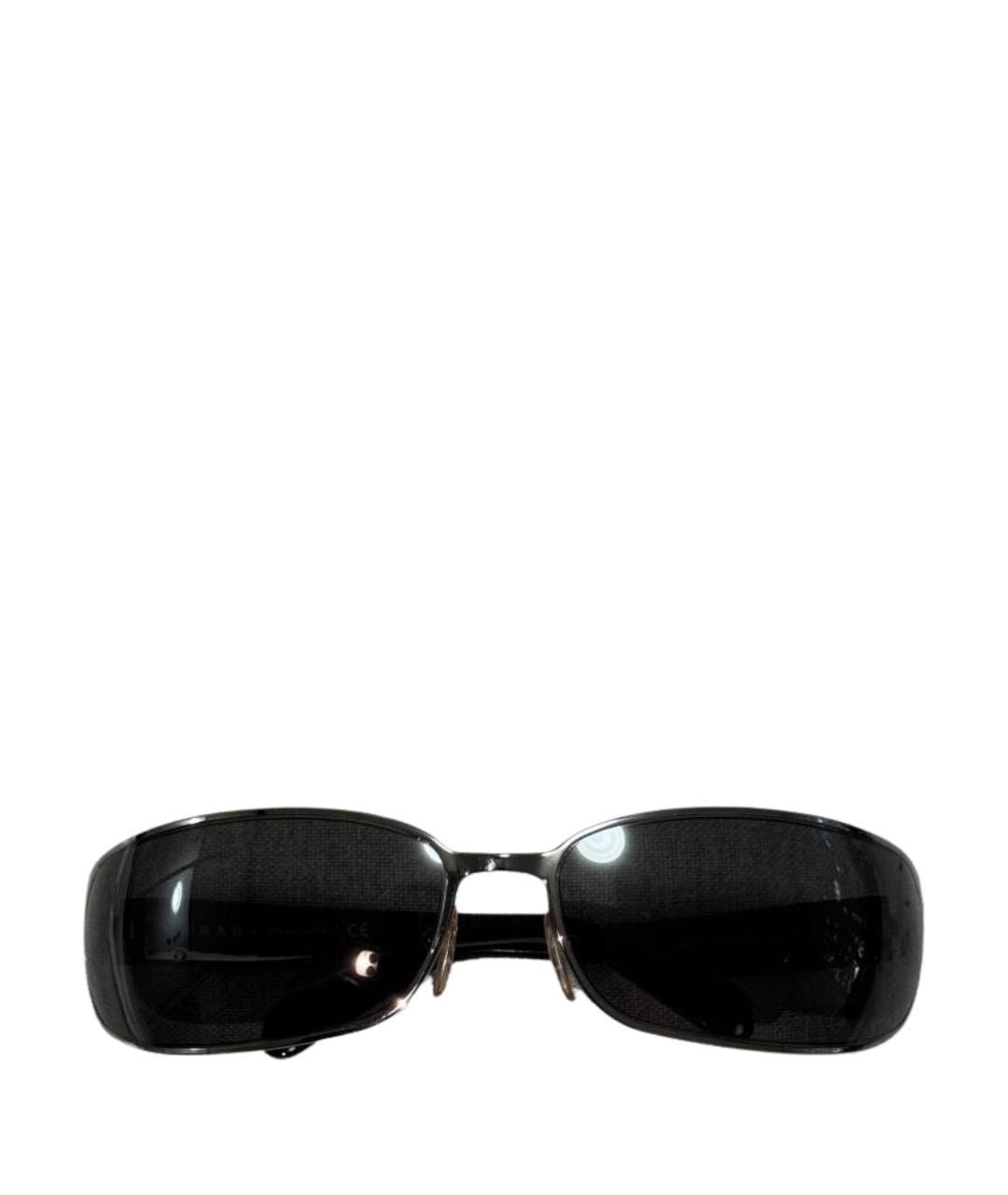 PRADA Серебряные металлические солнцезащитные очки, фото 1