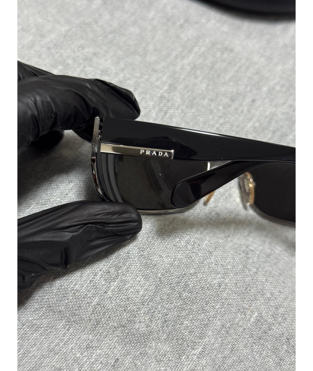 PRADA Серебряные металлические солнцезащитные очки, фото 6