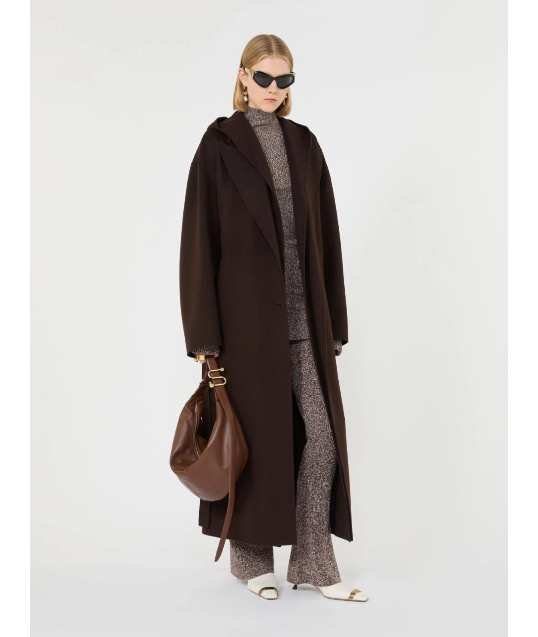 SPORTMAX Коричневое шерстяное пальто, фото 2