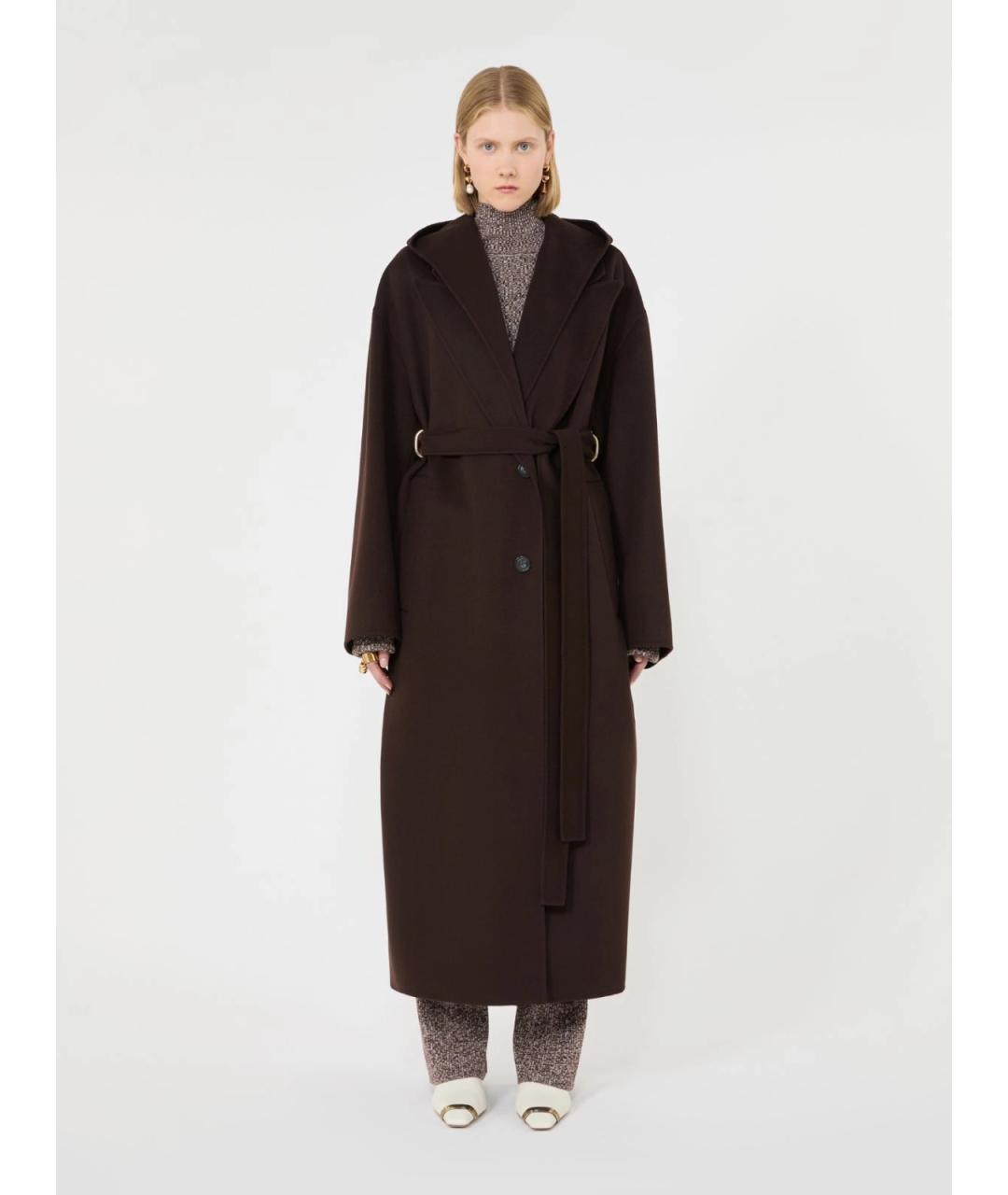 SPORTMAX Коричневое шерстяное пальто, фото 3